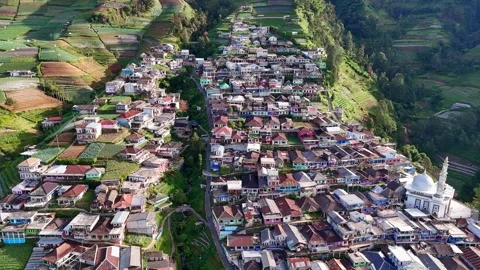 Mountainous township of Nepal Van Java, aerial view Stock-Footage 313738400