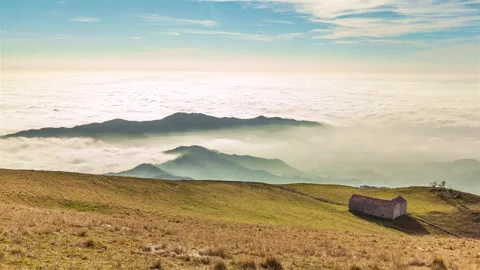 Mountains above Clouds, Autumn, Timelapse Stock Footage 316766627