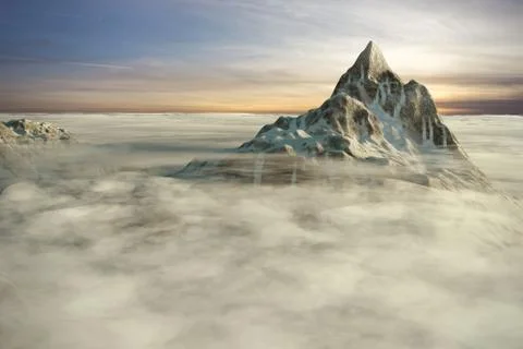 Mountains above clouds Stock Illustration