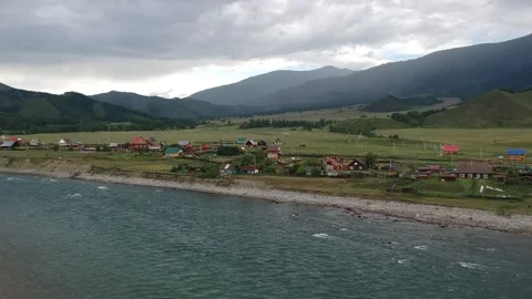 Mountains above the river Stock Footage 136914621