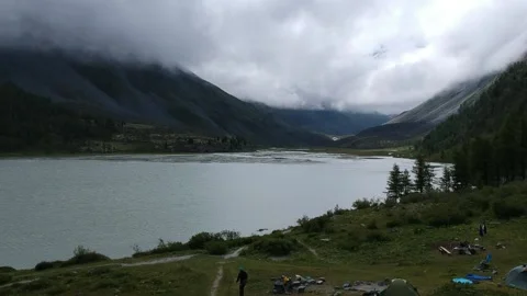 Mountains above the river Stock Footage 136914932