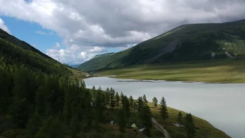 Mountains above the river Stock Footage 136914987