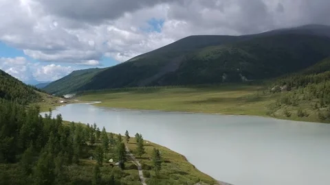 Mountains above the river Stock Footage 136915002