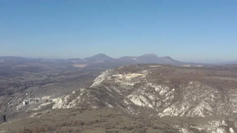 Mountains above town of Bor in Eastern Serbia 4K aerial video Stock Footage 101011149