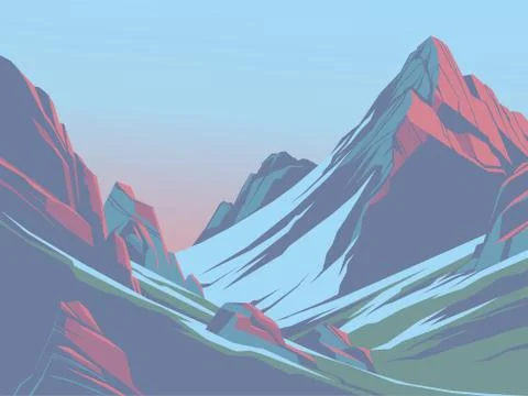 Mountains in the afternoon Stock Illustration