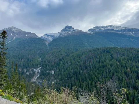 Mountains along the Ice Fields Parkway in Jasper National Park in Canada. Stock Photos