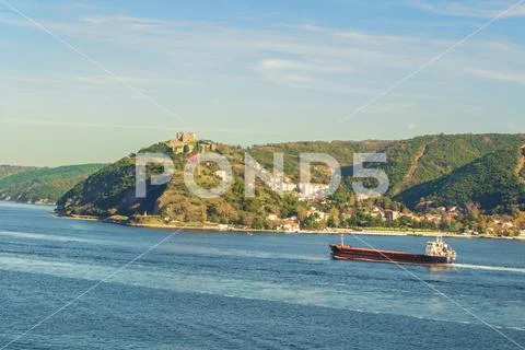 Mountains of Anadolu Kavagi with Ruins of Yoros Castle, Bosphorus, Istanbul Stock Photos