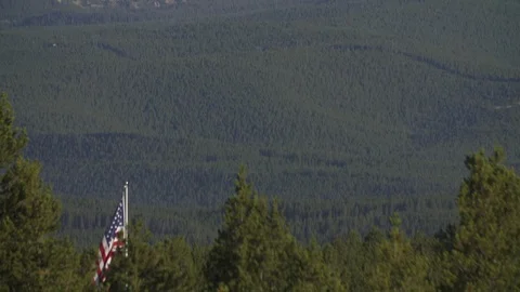 Mountains And American Flags 스톡 동영상 105188289