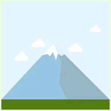Mountains and clouds in flat style. Illustration for web design. Stock Illustration