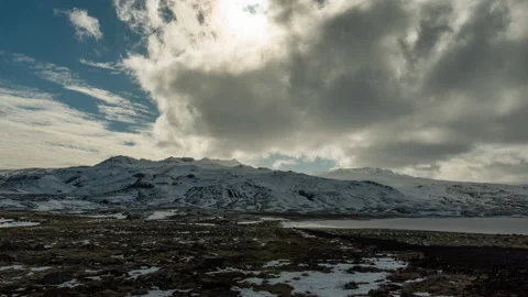 Mountains and clouds in Iceland Stock Footage 154861461