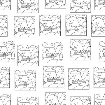 Mountains and clouds. Stock Illustration