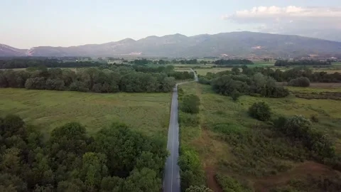 Mountains and empty road drone video Stock Footage 130225188