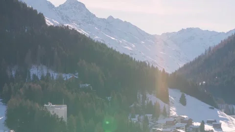Mountains and forest above the town of Davos Stock Footage 345299414