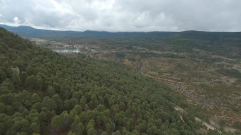 Mountains And Forest Landscape In Cuenca, Spain. Dron Stock Footage 233194895