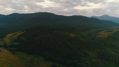 Mountains and forests in cloudy weather Stock Footage 118633211