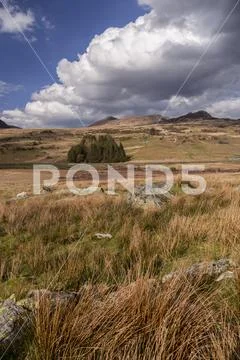 Mountains and moorland at Capel Curig, Snowdonia, North Wales Stock Photos