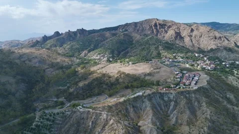 Mountains and Olive groves, Ghost Town, Pentedattilo Village, Calabria, Italy Stock Footage 286813602