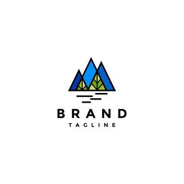 Mountains And Pine Forest Icon Design Stock Illustration