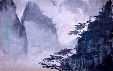 Mountains and pine Stock Illustration