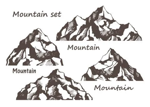 Mountains and rocks set Stock Illustration