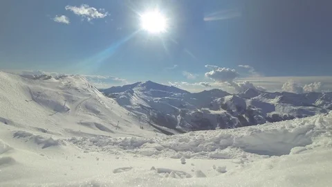Mountains and ski slopes Stock Footage