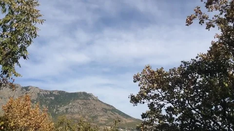 Mountains And Sky With Clouds And Trees – Crimea , Alushta , Valley Of Ghosts Stock Footage 83280435