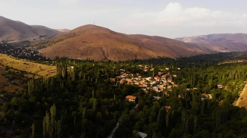 Mountains and Small Town Stock Footage 127230315