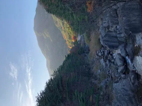 Mountains and stream Stock Photos