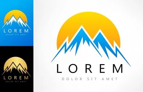 Mountains and sun logo Stock Illustration