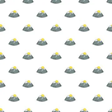 Mountains and sun pattern, cartoon style 스톡 일러스트