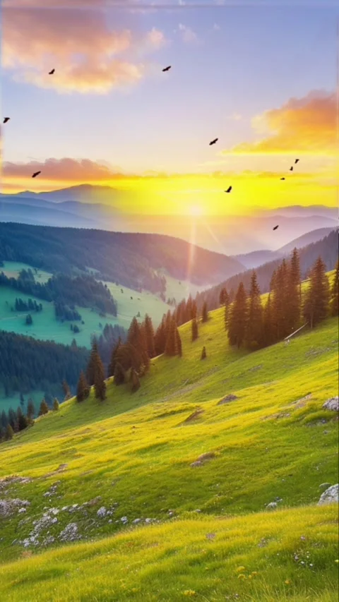 Mountains and sunset Stock Footage 280107256