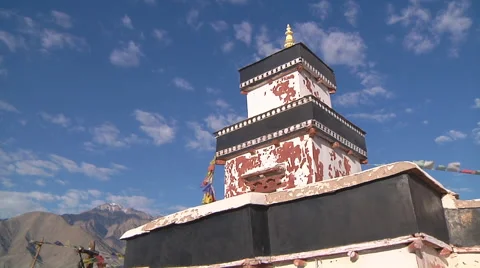 Mountains and temple at the Shey Monastery in Ladakh, India Stock Footage 47143939