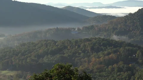 Mountains and trees in the fall from blue ridge parkway road, asheville, nc, Stock Footage 45521162