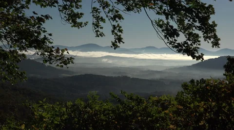 Mountains and trees in the fall from blue ridge parkway road, asheville, nc, Stock Footage 45521237