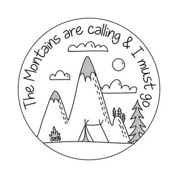 The mountains are calling and I must go - Lettering inspiring typography poster. Illustrazione stock
