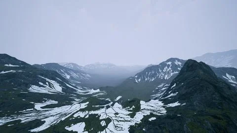 Mountains are hidden in low clouds and fog Illustrazione stock