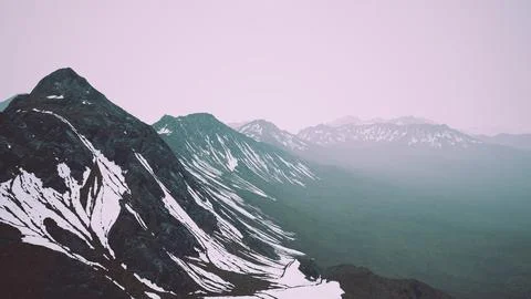 Mountains are hidden in low clouds and fog 스톡 일러스트