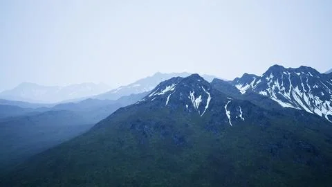 Mountains are hidden in low clouds and fog 스톡 일러스트