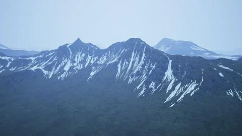 Mountains are hidden in low clouds and fog Illustrazione stock