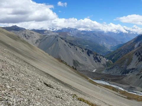 Mountains around Tilicho Base Camp Foto stock