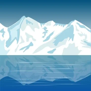 Mountains ashore lake Stock Illustration
