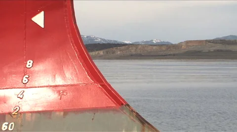 Mountains in the background. Reference of a cargo ship. Ushuaia - Argentina Stock Footage 45839503