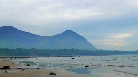 Mountains in the Background by the Seaside Stock Footage 63778969