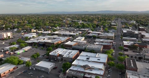 Mountains in the Background Small Town Downtown Aerial View Nampa Idaho USA Stock Footage 201118364