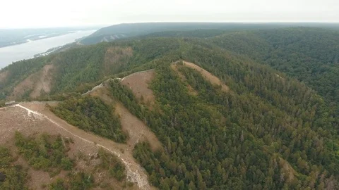 Mountains in the background of the Volga river Stock Footage 79809219