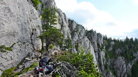 Mountains backpack 스톡 동영상 26208090