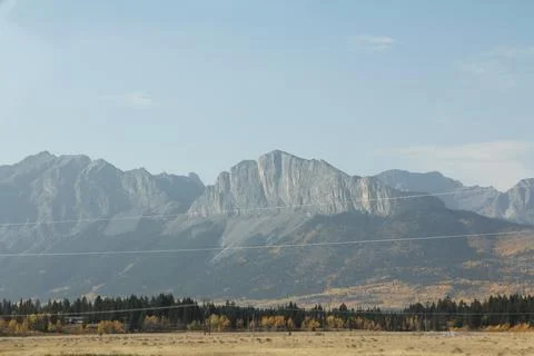 Mountains behind trees Stock Photos