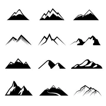 Mountains black vector icons Stock Illustration