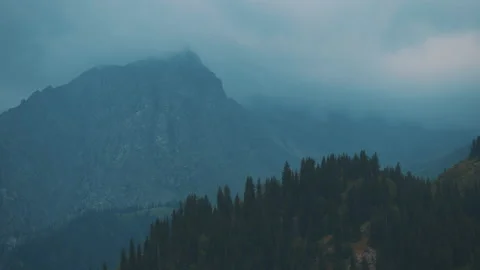 Mountains in a blue haze Stock Footage 218249431