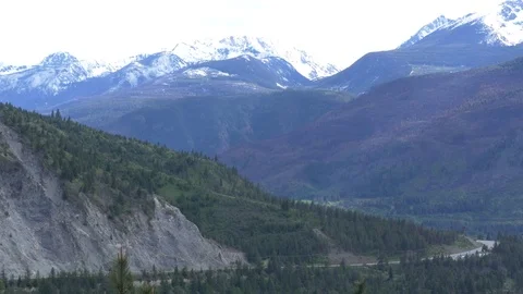 Mountains in Canada. Highway is visible. Video stock 75722083